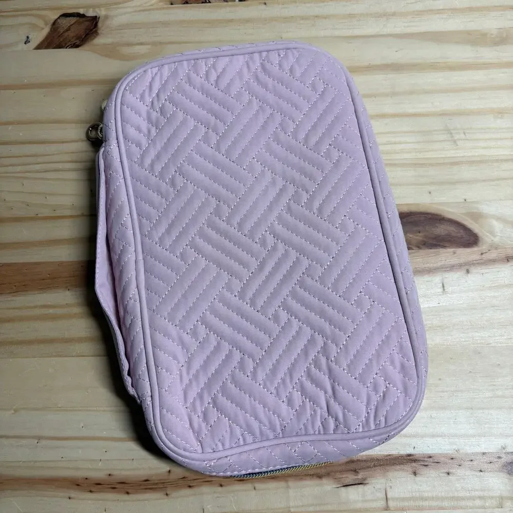 Bagsmart Womens Jewelry Case Organizer Travel Pink Blush Quilted Zip Around